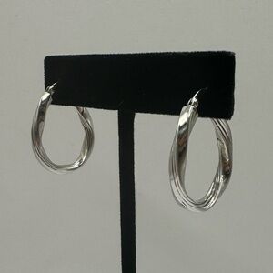 VINTAGE Sterling Silver Twisted Hoop Earrings